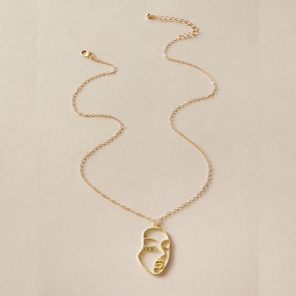 3/$30 💛 Abstract Face Pendant Necklace - Picture 3 of 3